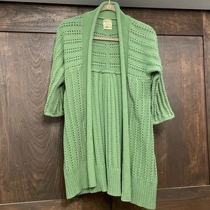 Fossil Women’s 3/4 Sleeve Green Knit Cardigan 50% Modern 50% Vintage Size L